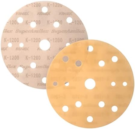 Super Assilex Flexible 6 inch Sanding Discs, ORANGE K-1200, 15 Holes, Hook & Loop, 193-1580, 25 Discs