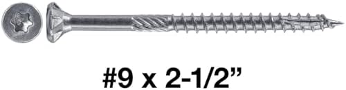 Jake Sales #9 x 2-1/2" Silver Star Stainless Steel Wood Screw Torx/Star Drive Head - Grade 300 Series Stainless Steel Torx/Star Drive Wood Screws - (5 POUNDS - 550 Approx. Screw Count)