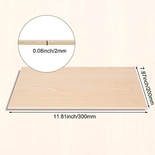 25 Pack 8 x 12 Inch Basswood Sheets, 1/16 Thin Craft Plywood Sheets, Thin & Unfinished Wood Boards for Crafts, Hobby, Model Making, Wood Burning (200x300x2MM)
