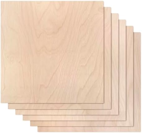 Proflex Birch Plywood 24pcs, 1/8" x 12” x 12” Real Wood Plywood Sheets Premium “A” Grade with Smooth Sanded Finish, Perfect for Laser Cutting & Engraving, Crafts, and DIY Projects.