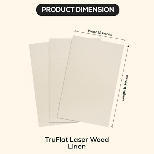 TruFlat Plywood Laser Wood Sheets, 12 x 19 x 1/8 in, Linen, Case of 24