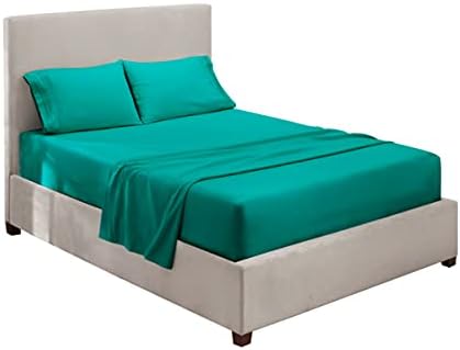Hearth & Harbor Full Size Sheets - 4 Piece Bed Sheet Set, Hotel Luxury Double Brushed Bed Sheets - Extra Soft Bedding Sheets & Pillowcases, Full, Teal