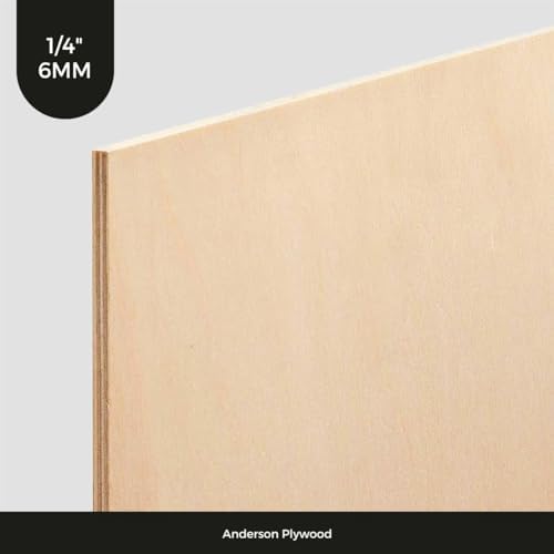 6MM 1/4" x 12 x 12 Baltic Birch Plywood B/BB Grade (Package of 3) for Arts and Crafts, School Projects, DIY, Drawing, Painting, Wood Engraving, Burning and Laser Projects