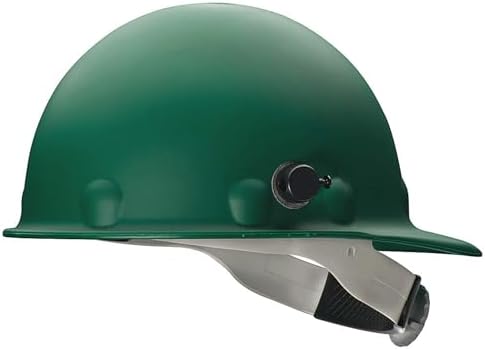 FIBRE-METAL Honeywell Safety by P2AQRW74A000 Super Eight Fiber Glass Cap Style Ratchet Hard Hat with Quick-Lok, Green Medium