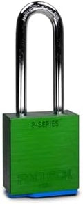 PACLOCK's 2-Series Padlock, UCS, 5/16" Diameter Hard. Stainless Steel Shackle, 2-1/2" Tall, High Performance 6-Pin Cylinder, Keyed Differently w/ 2 Keys, Green