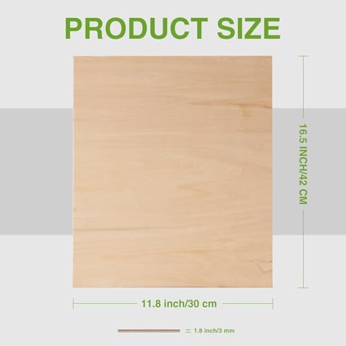 ROBOTIME 6-Pack Basswood Sheets 1/8" - 12 x 16 x 1/8 Inch - 3mm Plywood Sheets for Laser Cutting, Engraving & Wood Burning (Pyrography) - Thin Unfinished Wood Boards for Craft