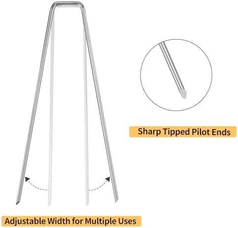 Whonline 560 Pack Landscape Staples 6 Inch, Galvanized Garden Stakes