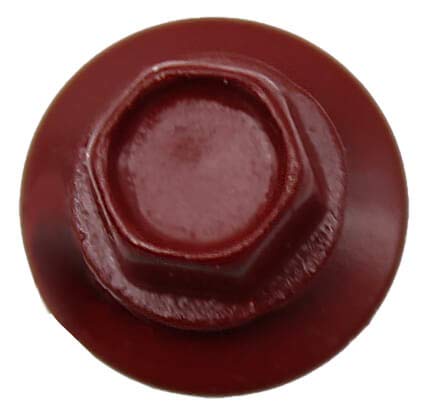 10 x 1-1/2" Colonial RED Metal Roofing Screws - Hex Washer Head- Self-Starting/Tapping - EPDM Washer. 1 x 250 Count Bag - 250 Screws