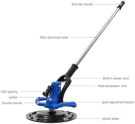 1680W Concrete Polisher & Grinder with Mixer 6-Speed Adjustable Floor Smoothing Polishing Machine, 80-200 RPM, LED Light for Concrete, Mortar, Paint, Plaster