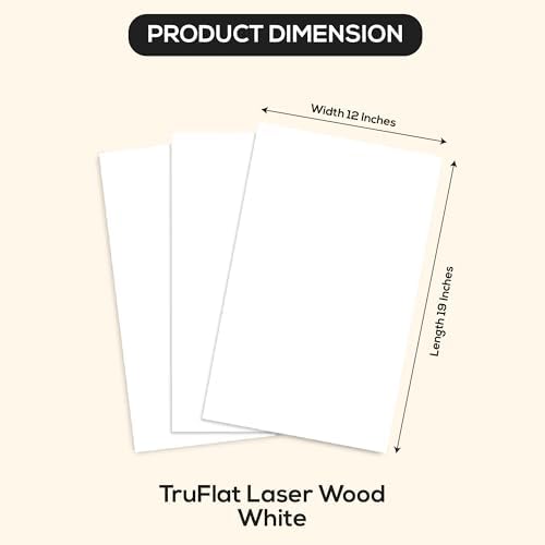 TruFlat Plywood Laser Wood Sheets, 12 x 19 x 1/8 in, White, Case of 24