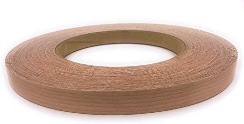 Edge Supply Cherry 7/8 in x 250 ft Roll – Pre-Glued Iron On Wood Veneer Tape – Wood Veneer Edge Banding Tape with Hot Melt Adhesive, Smooth Sanded Finish Ideal for Furniture & DIY, Made in USA