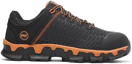 Timberland PRO Men's Powertrain Sport Alloy Safety Toe Industrial Athletic Work Shoe, Black/Orange-2024 New, 10.5