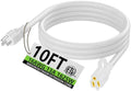 HUANCHAIN Indoor Outdoor White Extension Cord 10 FT Waterproof 16/3 Gauge