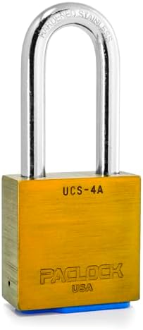 PACLOCK's 4-Series Padlock, Standard Rekeyable (SR), 7/16" Diameter Hard. Stainless Steel Shackle, 2-1/2" Tall, Keyed Differently w/ 2 Keys, Gold Anodized Aluminum