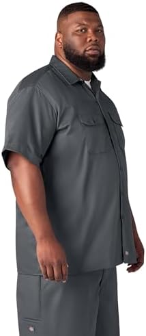 Dickies Men’s Short Sleeve Work Shirt – Durable Twill Button Down Shirts for Men, Lightweight Uniform for Daily Wear