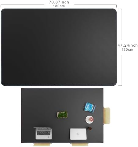 CENNBIE HUGE180 70.8" x 47" Black Leather Desk Mat for Conference Table, Dining Table, Work Table, Banquet Tables, Library Table