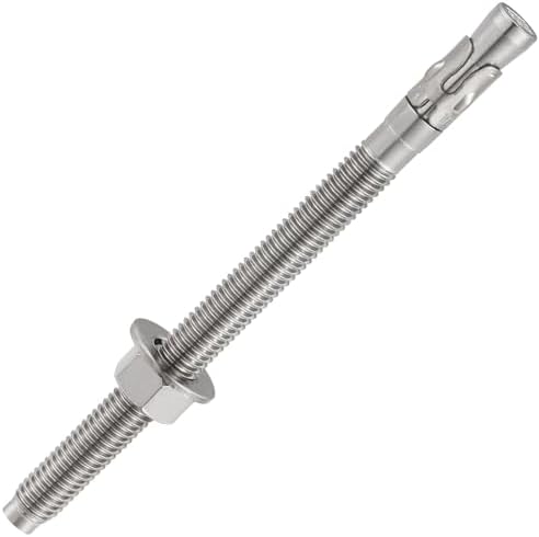 Wensilon 5Pcs 5/8x8 Inch Standard Fasteners for Heavy-Duty 304 Stainless Steel Wedge Anchors for Cement and Concrete