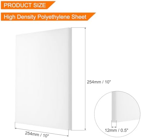 MECCANIXITY UHMW Sheet Ultra High Molecular Weight Polyethylene Sheet, 1/2" Thick Hard HDPE Plastic Sheet Board for DIY Craft 10" x 10" White