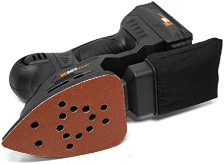 WEN Cordless Palm Sander with 20V Max 2.0 Ah Lithium-Ion Battery and Charger (20401) Black