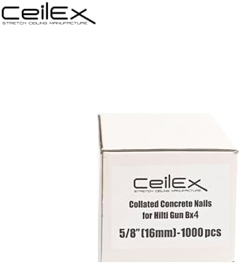 1000x Collated Concrete Nails 5/8 Inch (16mm) for Hilti BX 4 (BX4) Cordless Concrete Nailer, B4 MX Collated Strip, Full Round Head Hardened Steel Pins for Metal Track, Drywall & Concrete