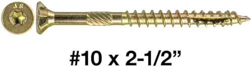 Jake Sales #10 X 2-1/2" Gold Star Wood Screw Torx/Star Drive Flat Head (5 Pound CASE ~3,465 Screws) - Multipurpose Torx/Star Drive Wood Screws