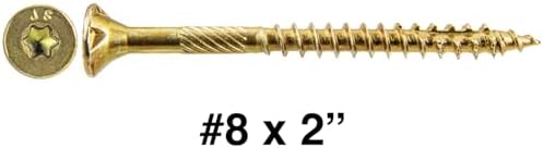 Jake Sales #8 x 2 Gold Star Wood Screw, T-20 Torx Drive, Flat Head - (Case of 9 x 5 Pound Boxes) ~6,750 Screw Count
