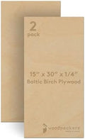 Baltic Birch Plywood 15 x 30 x 1/4 Inch - 6 mm Craft Wood, Pack of 2 B/BB Grade, Stronger Than Basswood Sheets or Balsa Wood, Perfect for Laser, CNC Cutting, Wood Burning, by Woodpeckers