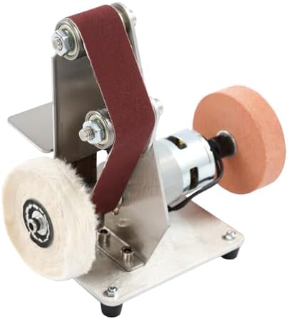 Mini Adjustable Platform Belt Sander, Stainless Steel Low Noise Electric Bench Grinder Sanding Machine, Handcraft System Polisher for DIY Woodworking, Metal Grinding, Jewelry Making