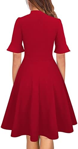 Women Summer Floral Ruffle Sleeve Wear to Work Church Wedding Guest Party Dresses