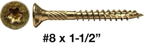 Jake Sales #8 x 1-1/2" Gold Star Wood Screw, T-20 Torx Drive, Flat Head - (Case of 42 x 1 Pound Boxes) ~8,316 Screw Count