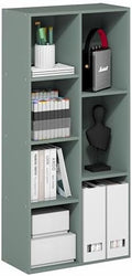 Furinno LUDER Book Shelf, 7-Cube Bookshelf, Bookcase with Open Shelves, 9.4 x 19.5 x 41.7, Easy Assembly, for Living Room, Bedroom, Home Office, Sage Green
