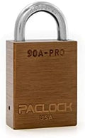 PACLOCK's 90A-PRO Padlock, 1/4" Diameter Hard. Steel Shackle, 3/4" Tall, High Performance 7-Pin Cylinder w/ 1 Key, Keyed Alike, Brown