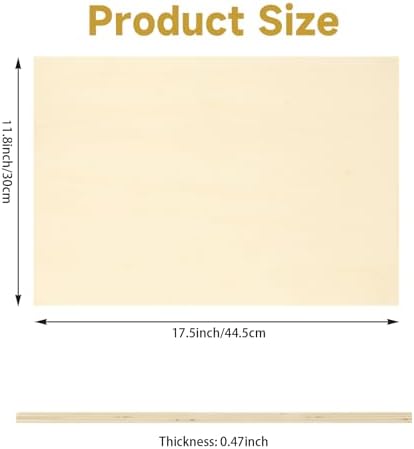 8 Pack Basswood Sheets for Crafts - 12 x 17.5 x 1/2 Inch 12mm Plywood Sheets Unfinished Bass Wood Boards for Arts and Crafts, Painting, Pyrography, Wood Engraving, Wood Burning, Architectural Models
