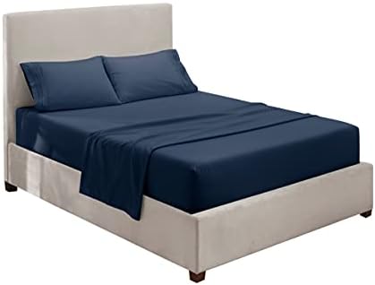 Hearth & Harbor Twin Size Sheets - 3 Piece Bed Sheet Set, Hotel Luxury Double Brushed Bed Sheets - Extra Soft Bedding Sheets & Pillowcases, Twin, Navy Blue
