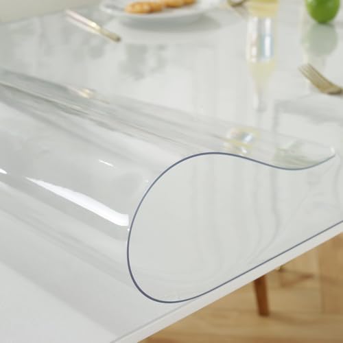 LovePads Clear Desk Mat 16x44 in, 1.5mm Thick Plastic Table Cover Protector