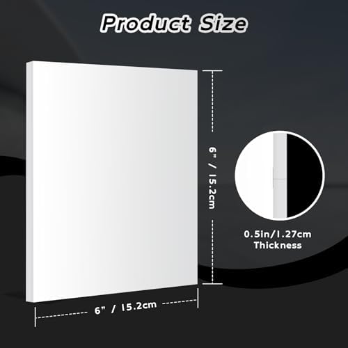 HDPE Sheet 1/2" Thick - 6"x6" HDPE Plastic Sheet, White Plastic Sheet for Crafts, DIY Projects, and Industrial Use