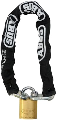 ABUS Hardened Steel 8KS/16 Thick Square Security Chain for Bikes, Containers, Trailers, ATV's, Motorcycles and Personal/Industrial Property (Chain and 83/45 Padlock, Keyed Different)
