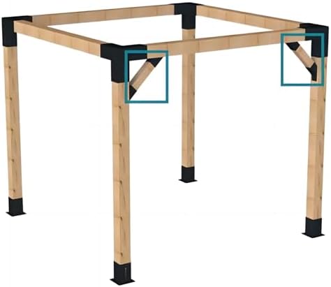 8Pcs 45 Degree Angle Brackets for Pergola Kits - Heavy-Duty Metal Gazebo Brackets & 2x4 Wood Connector, Universal DIY Pergola Bracket Kit with Lumber Compatibility