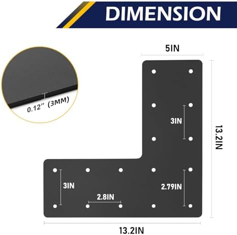 4 Pcs 13.2"x13.2" Steel L Post Brackets, 3MM Thick