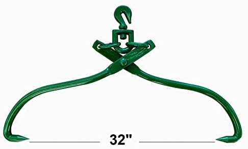 Timber Claw Hook, 32 in - Swivel Log Lifting Tongs Heavy Duty Grapple Timber Claw, Lumber Skidding Tongs Logging Grabber 32" Jaw Opening