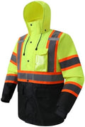 JKSafety Hi Vis Rain Jacket for Men Women Class 3 Rain Gear YBlack 3XL