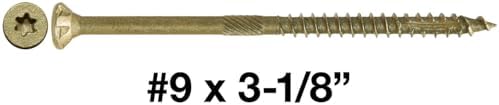 9 x 3-1/8" Bronze Coated Multipurpose Exterior Coated - ACQ Compatible Wood Screw Torx/Star Drive Flat Head - CASE Qty 42 Boxes 3,318 Screws