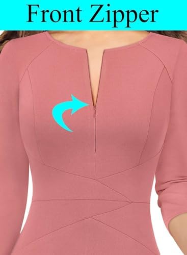 VFSHOW Womens Work Business Office Zipper Up Slim Bodycon Sheath Dress