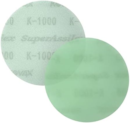 Super Assilex Flexible 3 inch Sanding Discs, LIME K-1000, Hook & Loop, 730-2517, 50 Discs + Interface Pad