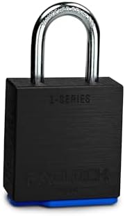 PACLOCK's 1-Series Padlock, Standard Rekeyable (SR), 1/4" Diameter Hard. Stainless Steel Shackle, 1-3/16" Tall, Keyed Differently w/ 2 Keys, Black