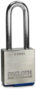 PACLOCK's 3-Series Padlock, Standard Rekeyable (SR), 3/8" Diameter Hard. Stainless Steel Shackle, 2-1/2" Tall, Keyed Differently w/ 2 Keys, 304 Stainless Steel