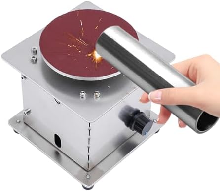 200W 4 Inch Mini Electric Disc Sander with 21 Pcs Sandpapers, Adjustable Speed Bench Sander Polisher for Scissors, Wood, Metal, Stone Grinding