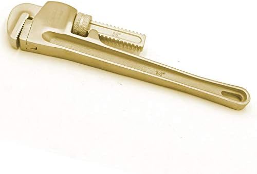 WEDO Pipe Wrench 50 * 350mm,Non-Sparking Pipe Wrench,Spark-Free Straight Plumbing Wrench,Aluminum Bronze