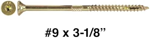 Jake Sales #9 x 3-1/8" Gold Star Wood Screw Torx/Star Drive Flat Head (5 Pound CASE ~ 3,375 Screws) - Multipurpose Torx/Star Drive Wood Screws