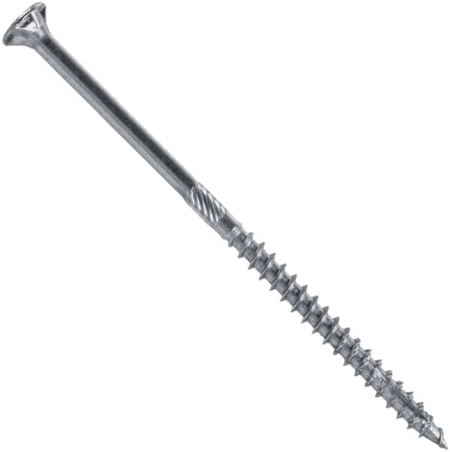 #10 x 4 Silver Star Stainless Steel Wood Screw Torx/Star Drive Head - Grade 305 Stainless Steel Torx/Star Drive Wood Screws - (Full Box - 1,000 Approx. Screw Count)